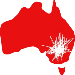 Australia with a Red Energy spark shining on it