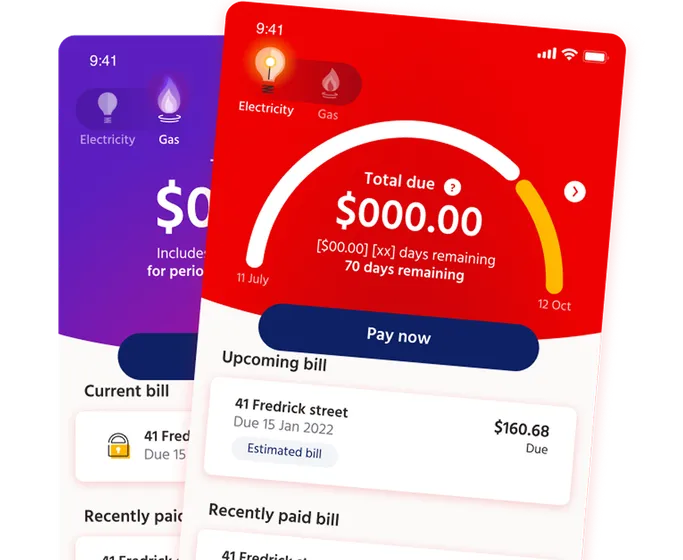 A sample image of the Red Energy mobile app