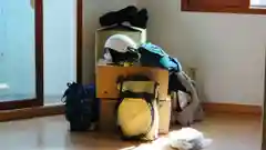 A stack of cardboard moving boxes and a bicycle helmet sitting on the floor of a house.