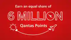 Share of 6 million Qantas Points written in white on a red background.