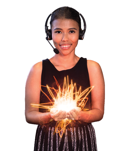 Consultant holding red energy spark