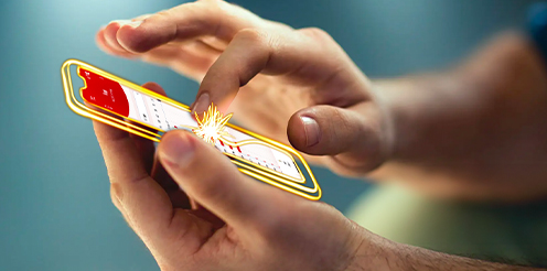 Person using the Red App on a mobile